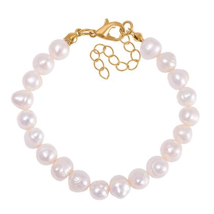 Wei&szlig;e S&uuml;&szlig;wasser Perle Armband ca. 17-22.50cm verstellbar, Standard