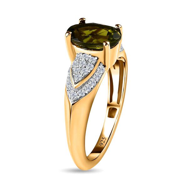 AAA Vesuvianit, Wei&szlig;er Zirkon Ring, 925 Silber Gelbgold Vermeil, (Gr&ouml;&szlig;e 17.00), ca. 2.42 ct image number 5