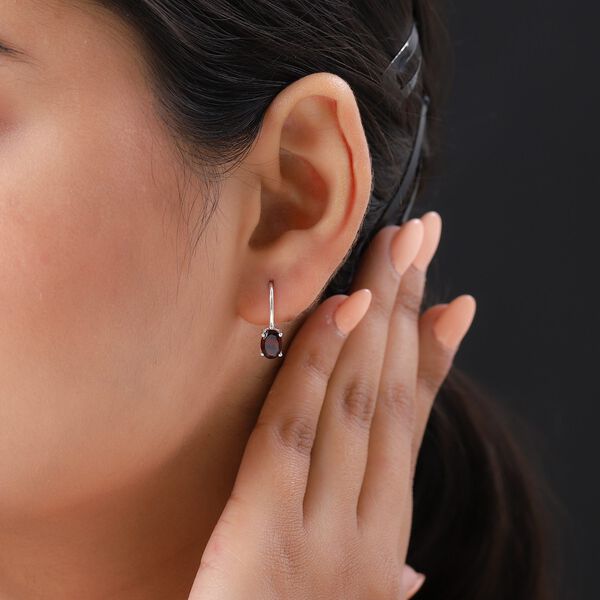 Rote Granat-Ohrringe, 925 Silber ca. 2,04 ct image number 3