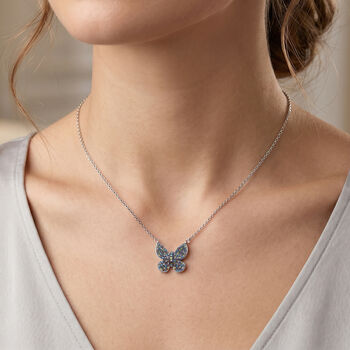 D'Joy Blauer Diamant, Gr&uuml;ner Diamant Schmuckset ca. 50 cm 925 Silber Rhodiniert ca. 0,53 ct.