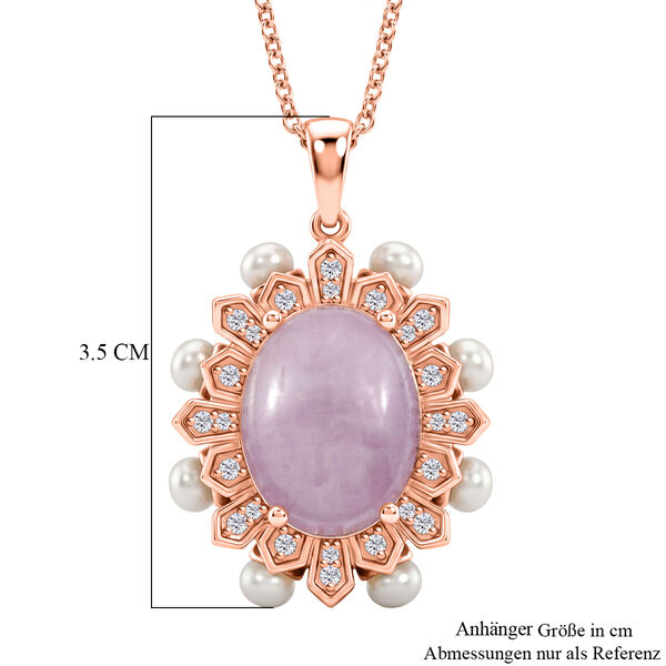 EverTrue Kunzit, S&uuml;&szlig;wasser Perle und Zirkon Anh&auml;nger mit 50cm Kette image number 5