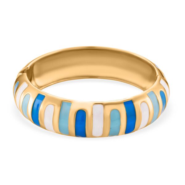 Emaille-Armreif im Streifen-Design, Hell- und Dunkelblau, ca. 18,5 cm, ca. 43 g