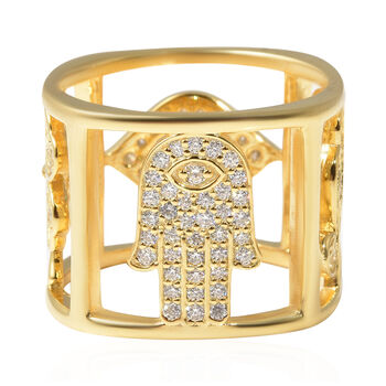 Wei&szlig;er Zirkon Ring, 925 Silber vergoldet (Gr&ouml;&szlig;e 16.00) ca. 1,60 ct