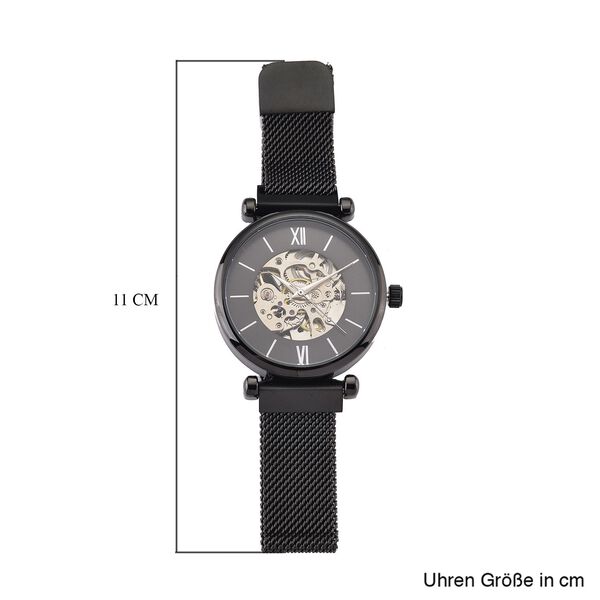 GENOA TIME V2 Automatik-Mechanische Uhr, weißes Sonnenschliff-Zifferblatt, Wasserdicht, Schwarz image number 7