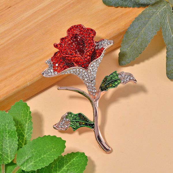 Mehrfarbiger Kristall Brosche Std Rose image number 1