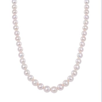 Wei&szlig;e Edison Perle 50cm Halskette, 925 Silber rhodiniert