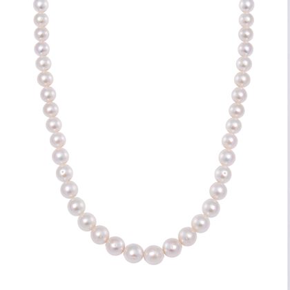Wei&szlig;e Edison Perle Halskette ca. 50 cm 925 Silber rhodiniert