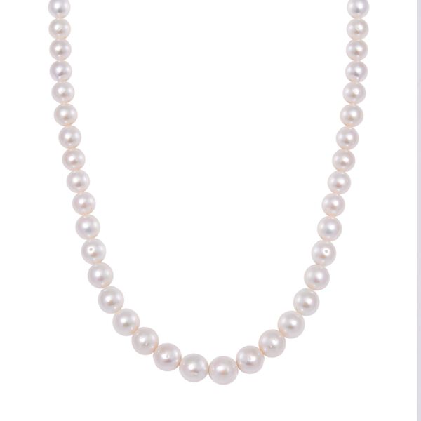 Wei&szlig;e Edison Perle 50cm Halskette, 925 Silber rhodiniert