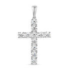 Moissanit Kreuz-Anhänger, 925 Silber Platin ca. 1,03 ct