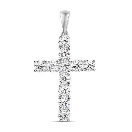 Moissanit Kreuz-Anhänger, 925 Silber Platin ca. 1,03 ct image number 0