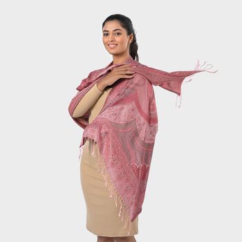 Jamawar-Schal aus Modal-Seiden, 70x200cm, Rosa