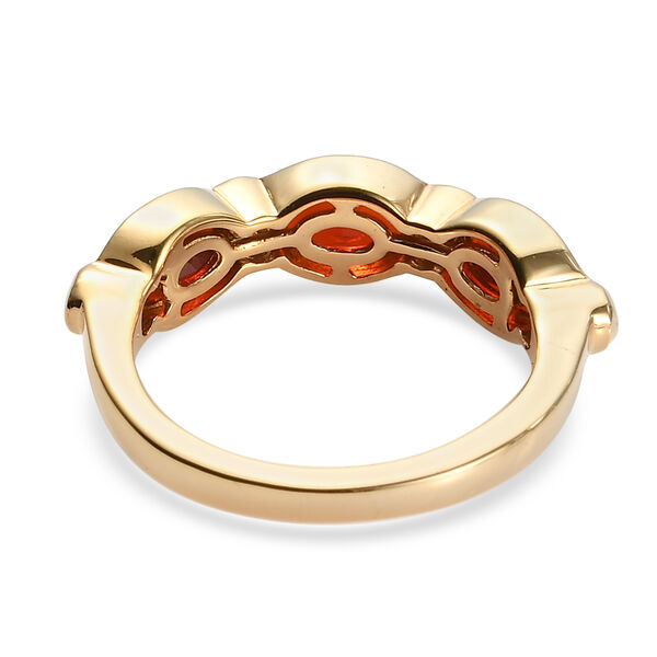 Mexikanischer Kirschfeueropal und Zirkon-Ring, 925 Silber Gelbgold Vermeil  ca. 1,04 ct image number 6