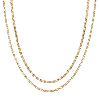 DESIGNER INSPIRIERT - 2er Fancy Ketten Set mit 5 cm Extender, Goldfarben