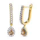 AA Nat&uuml;rliche, goldene Tansanit und wei&szlig;e Zirkon-Ohrringe, 925 Silber vergoldet ca. 1,66 ct