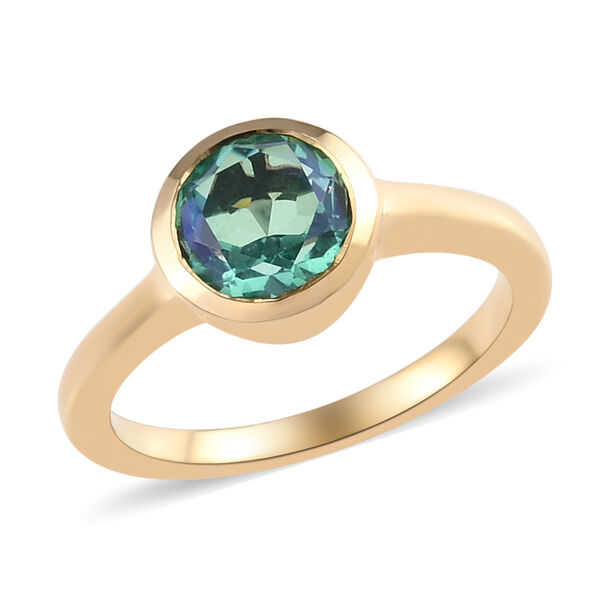 Pfau Triplett Quarz Solit&auml;r Ring 925 Silber vergoldet  ca. 1,34 ct image number 4