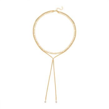 Kristall Halskette in Goldton, 52 cm