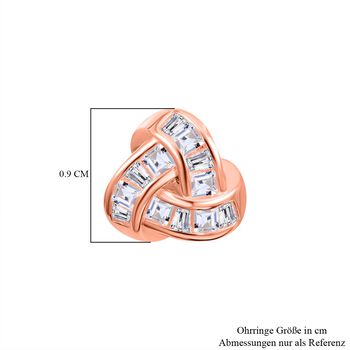 Liebesknoten wei&szlig;e Zirkonia-Ohrringe, 925 Silber Ros&eacute;gold Vermeil - 2,20 ct.