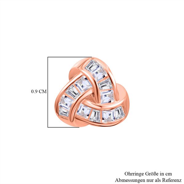 Liebesknoten wei&szlig;e Zirkonia-Ohrringe, 925 Silber Ros&eacute;gold Vermeil - 2,20 ct. image number 3