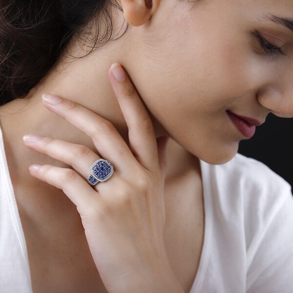 Kaschmir Kyanit und wei&szlig;er Zirkon-Ring - 2,77 ct. image number 3