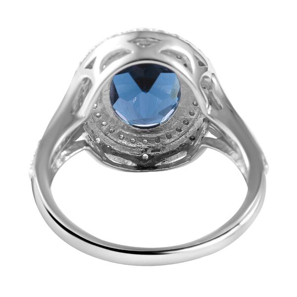 London Blau Topas und wei&szlig;er Zirkon Ring, 925 Silber rhodiniert (Gr&ouml;&szlig;e 16.00) ca. 5.06 ct image number 3