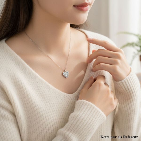 LUSTRO STELLA weißer Zirkonia Herz Anhänger image number 2