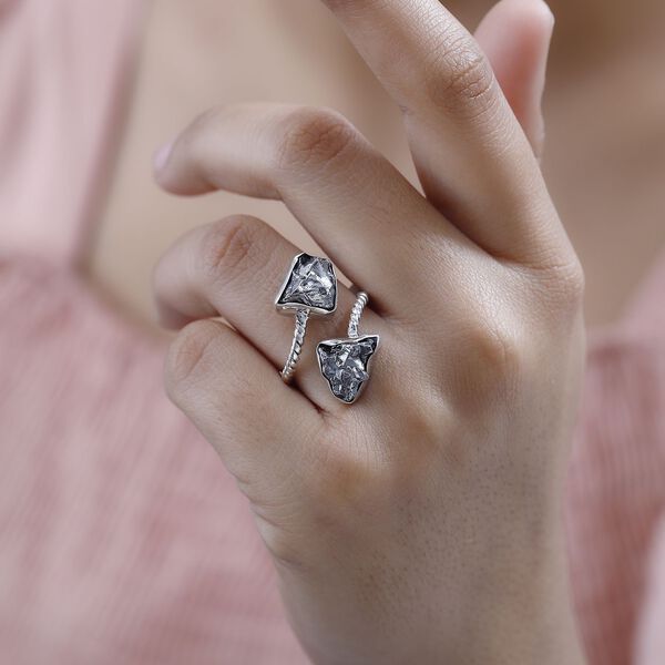 Meteorit Ringe 925 Silber rhodiniert (Gr&ouml;&szlig;e 17.00) ca. 25,80 ct image number 3