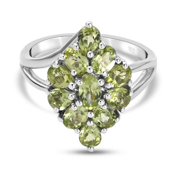 Nat&uuml;rlicher Peridot Ring 925 Silber platiniert  ca. 2,04 ct