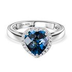 AA London Blau Topas, Weißer Zirkon Ring 925 Silber rhodiniert (Größe 18.00) ca. 2,30 ct