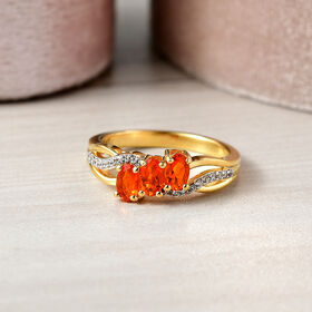 D'Joy AAA Blaze Feueropal und Zirkon Ring - 0,65 ct.