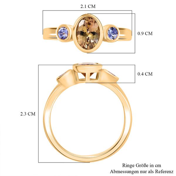 AA Nat&uuml;rlicher goldener Tansanit und Tansanit Ring - 1,20 ct. image number 5