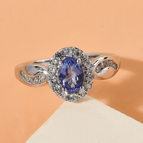 Tansanit und Zirkon Ring 925 Silber platiniert  ca. 1,04 ct image number 2
