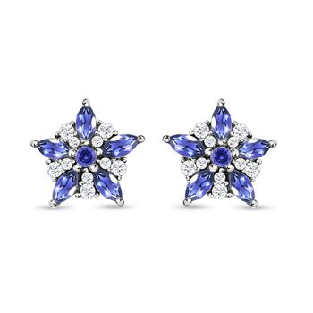 Tansanit Ohrringe, 925 Silber platiniert ca. 1.18 ct