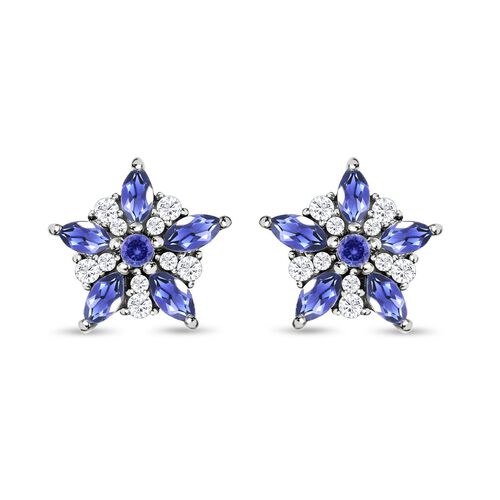 Tansanit und weiße Zirkon-Ohrringe - 1,18 ct. image number 0