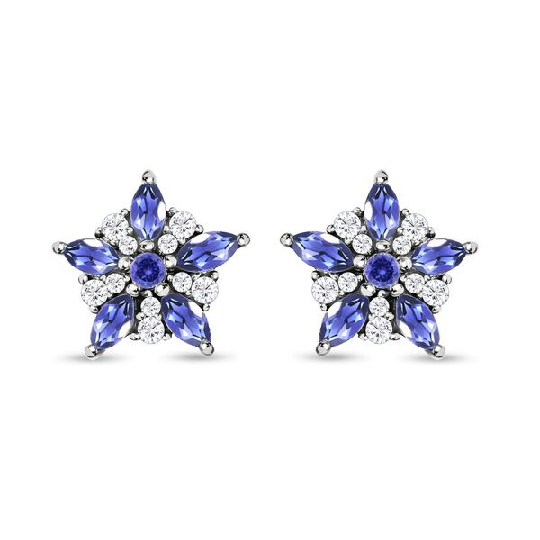 Tansanit und weiße Zirkon-Ohrringe - 1,18 ct. image number 0