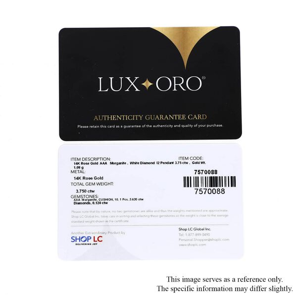 LUXORO zertifiziert und geprüft AAA Morganit und Diamant Anhänger in 585 Roségold - 3,75 ct. image number 7