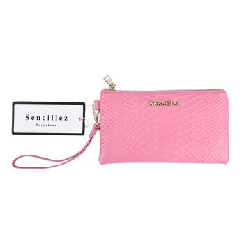SENCILLEZ - 100% Leder Clutch, Babyrosa
