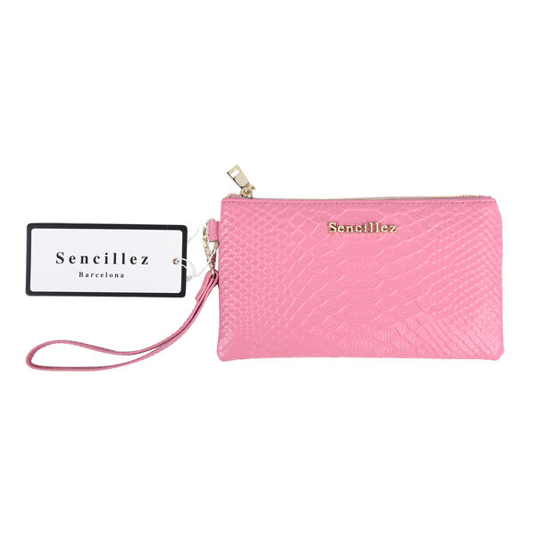 SENCILLEZ - 100% Leder Clutch, Babyrosa image number 0