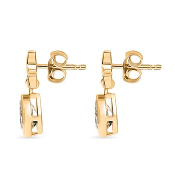 D joy AAA Premium Malagasy Mondstein Galactic Swirl Ohrringe, 925 Silber 750 Gelb Vergoldet ca. 0.77 ct