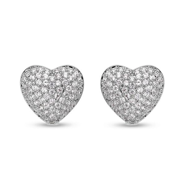 Simulierte Diamant-Herz-Ohrstecker in Silberton, 1,00 ct.