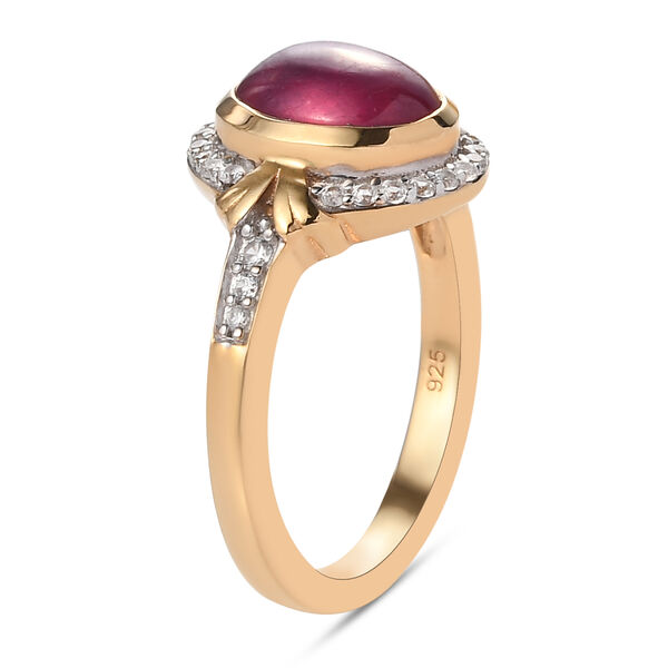 Fissure gef&uuml;llt Rubin und Zirkon Ring 925 Silber vergoldet  ca. 3,36 ct image number 7