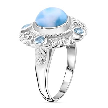 Royal Bali Kollektion- Larimar und Blautopas Ring - 5,89 ct.