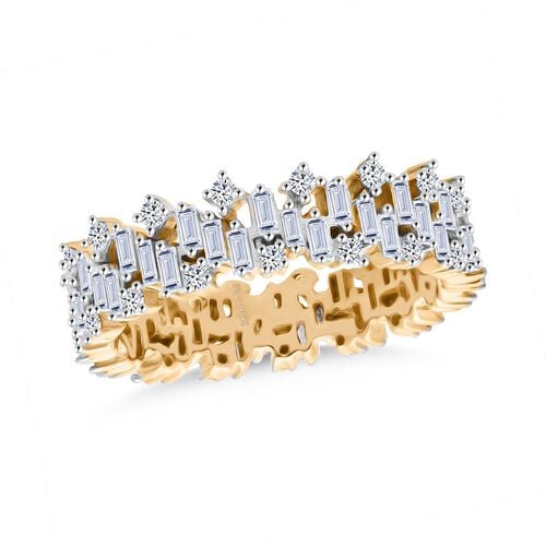 LUXURIANT DIAMOND - Lab Grown Diamant SI-GH SGL zertifiziert Ring, 925 Silber 750 Gelbgold Vermeil (Größe 17.00) ca. 1,00 ct image number 3