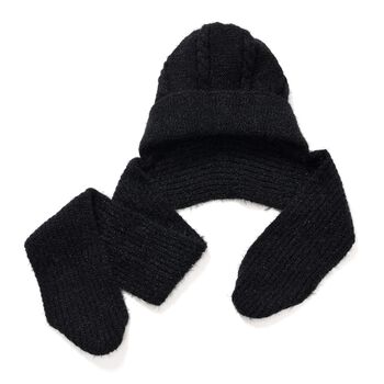 2-in-1 M&uuml;tzen- und Schalset, Winddicht und W&auml;rmend, Schwarz