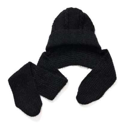 2 in 1: Gestrickte Schalm&uuml;tze, Schwarz