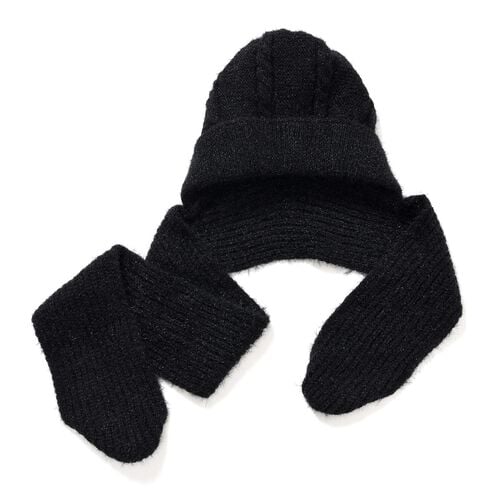 2-in-1 Mützen- und Schalset, Winddicht und Wärmend, Schwarz image number 0