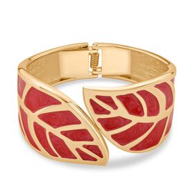 Emaille-Armband in Fuchsia mit Blattmuster, ca. 17 cm