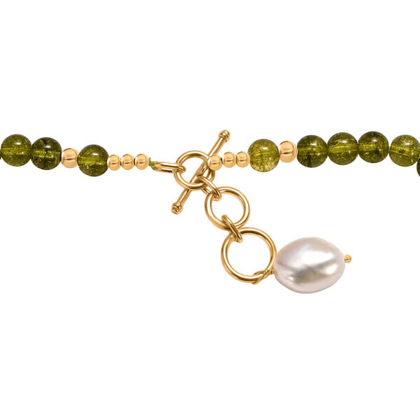 Peridot-Perlen und wei&szlig;e Barockperle Halskette, 45 cm image number 4