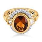 Madeira Citrin und Zirkon Ring 925 Silber vergoldet (Größe 16.00) ca. 2,93 ct