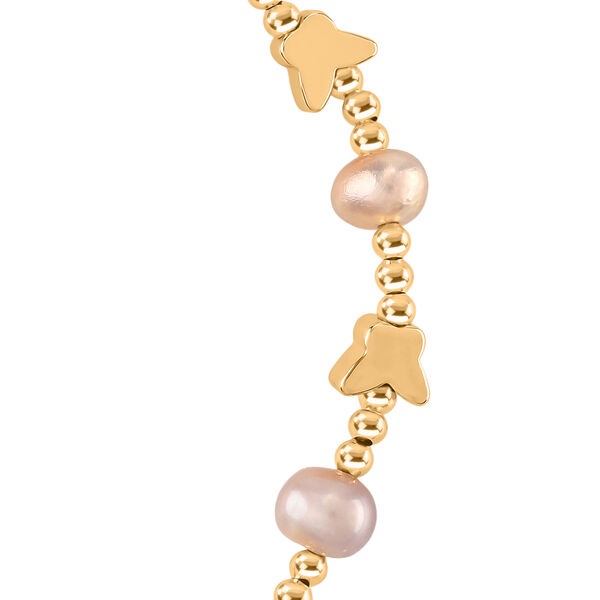 Rosa S&uuml;&szlig;wasser Perle, Lila S&uuml;&szlig;wasser Perle Armband ca. 15.85 cm + 3.5 cm Extender, Nickelfreies Messing, Goldfarben image number 5