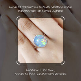 AAAA Natürlicher, äthiopischer Welo Opal Ring in 950 Platin - 5,27 ct.